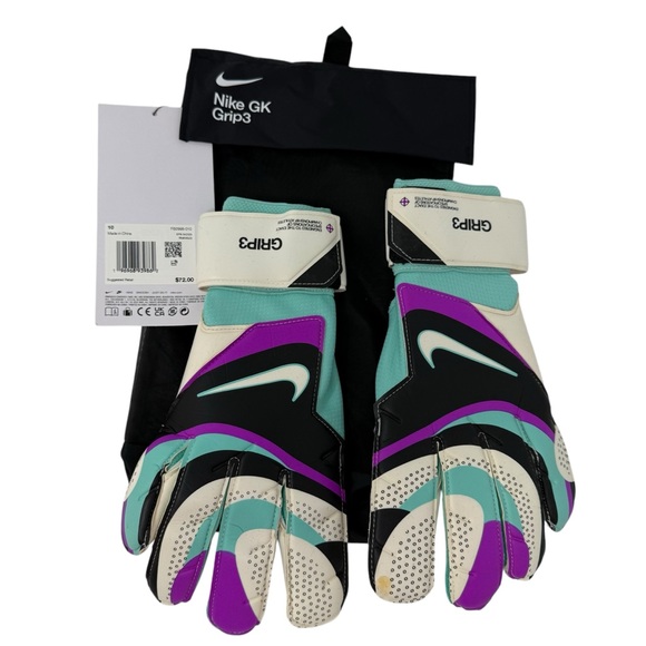 Nike GK Grip3 Size 10 Goalkeeper Gloves Football SoccerFB2998-010NEW